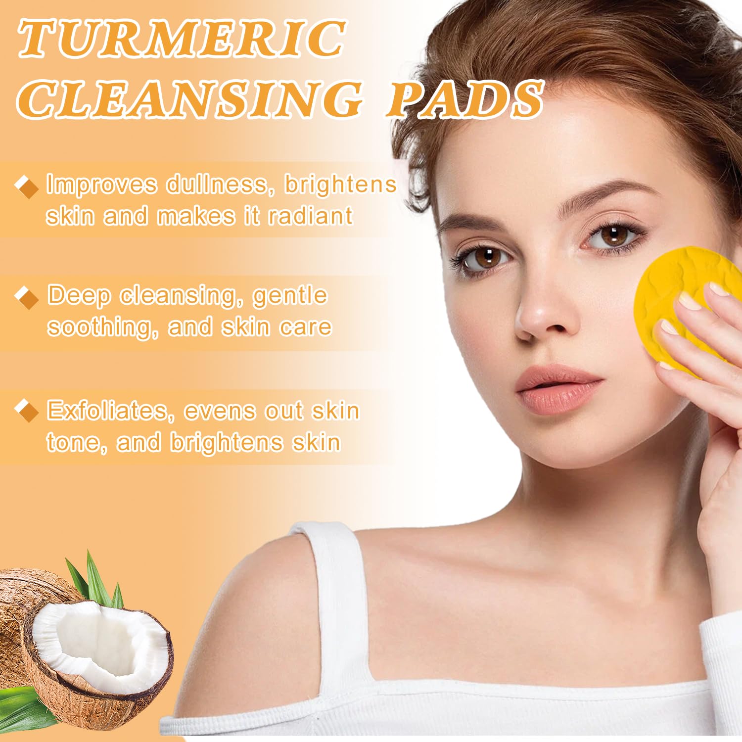 BCBU turmeric cleansing pads closeup shows soft exfoliation for gentle cleansing.