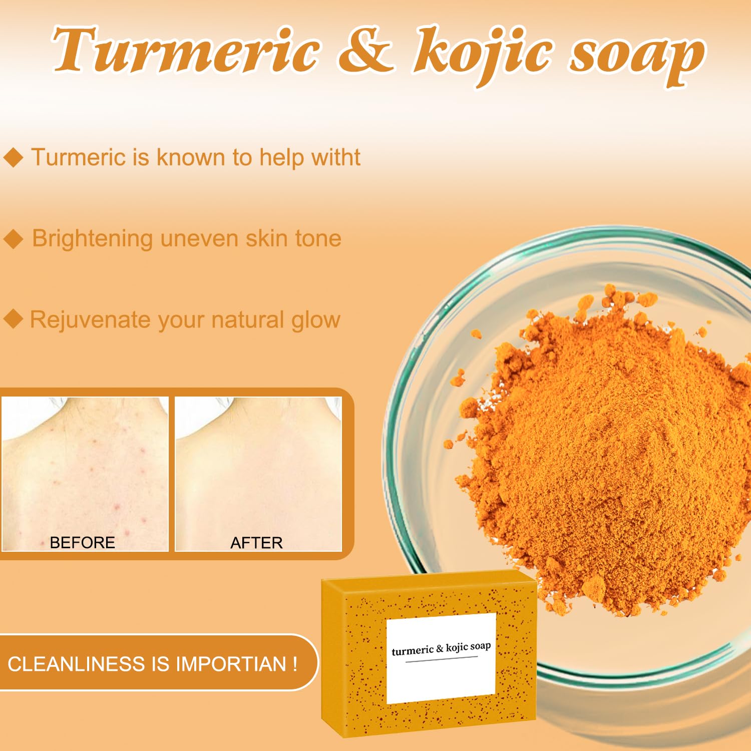 BCBU turmeric cleansing soap bar highlights long-lasting moisture for skin.
