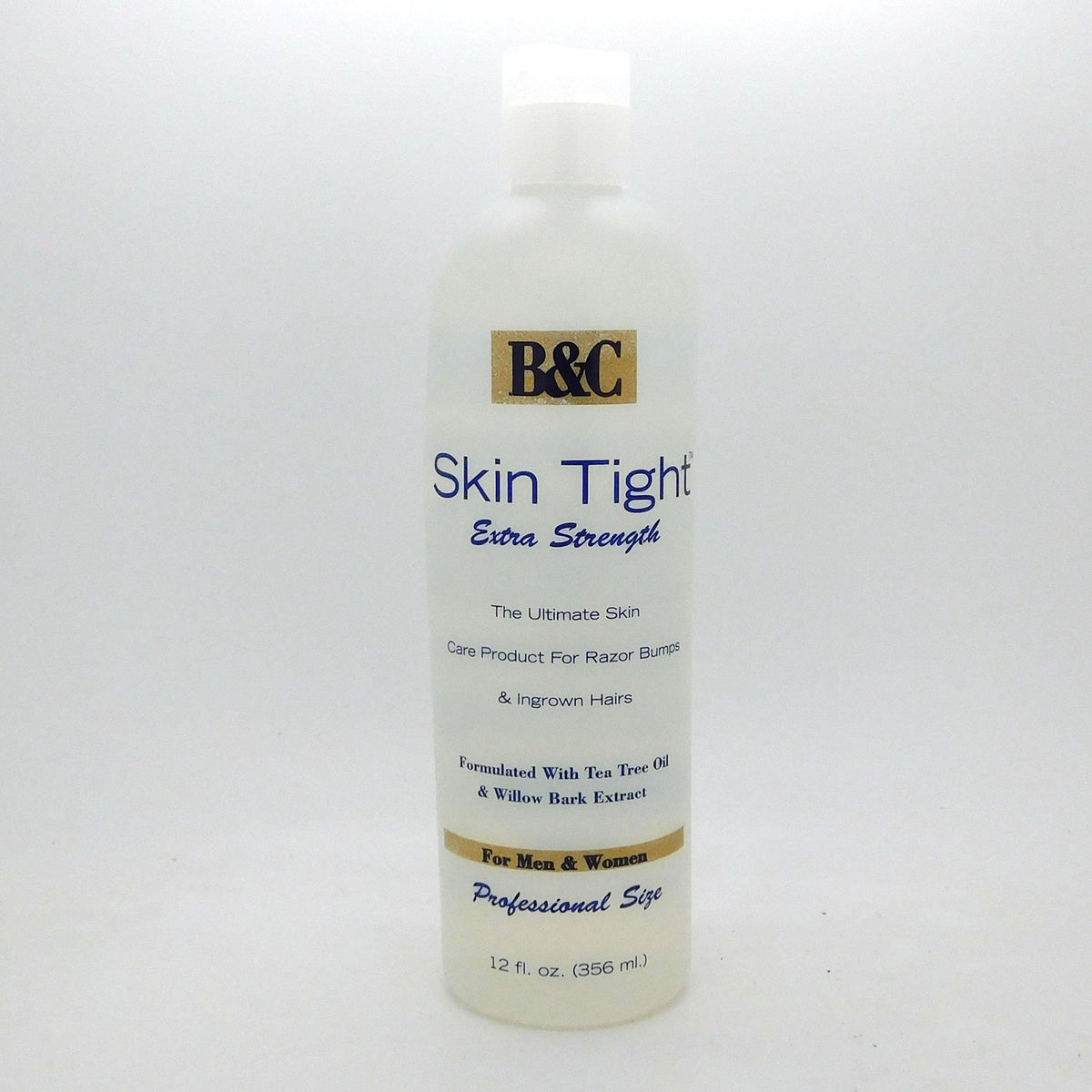 B&C Skin Tight bottle with pump for easy application and razor bump relief.