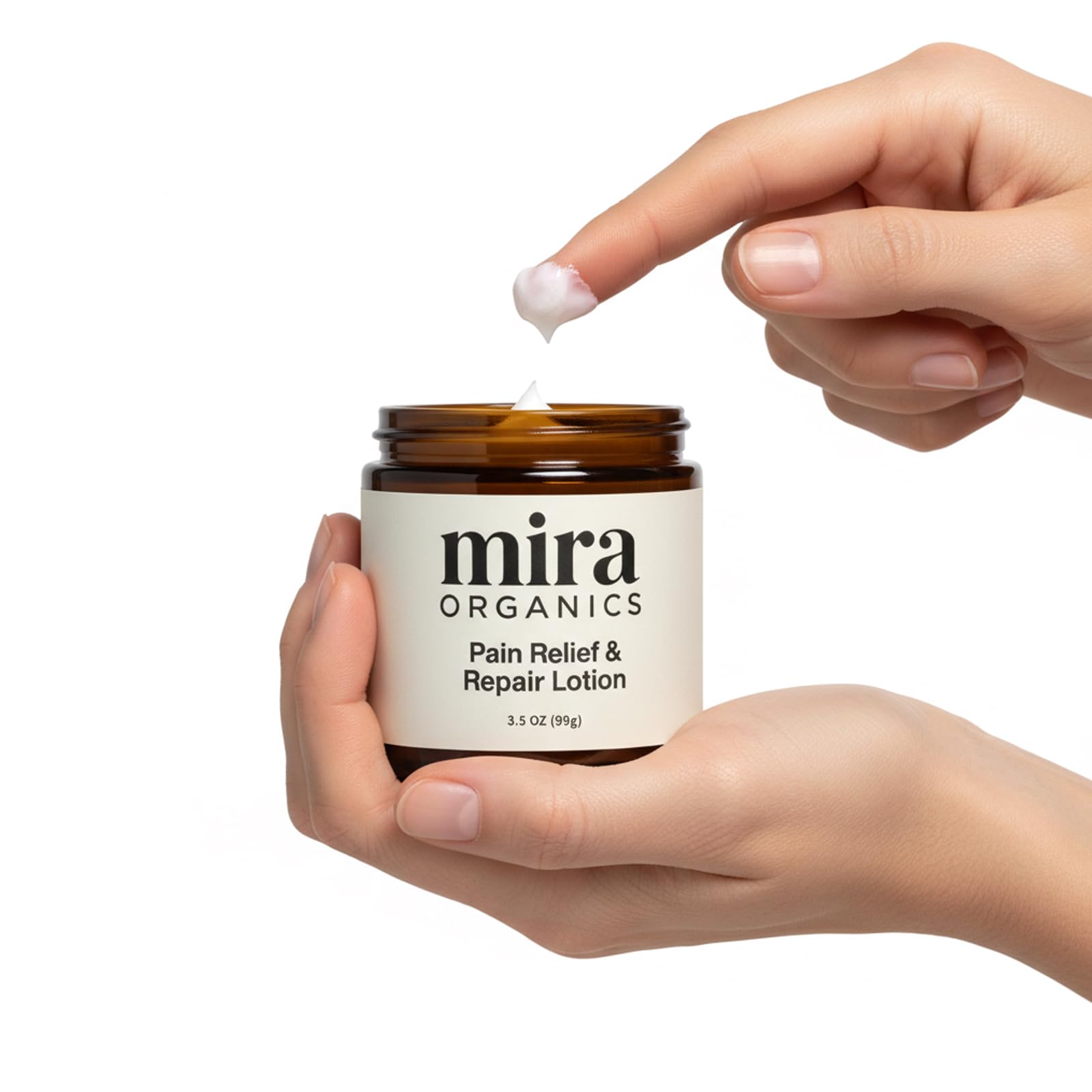 BDQBDQ Mira Relief Lotion packaging with pump for convenient application.