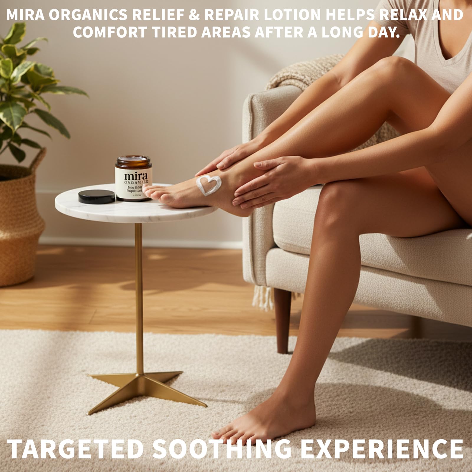BDQBDQ Mira Relief Lotion plant-based ingredients highlighted for skin-friendly care.
