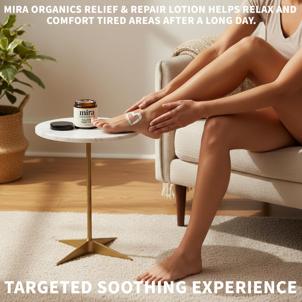 BDQBDQ Mira Relief Lotion plant-based ingredients highlighted for skin-friendly care.