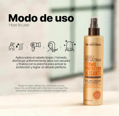 Be Natural Lisso Keratina label indicates sulfate-free formula for color-treated hair.