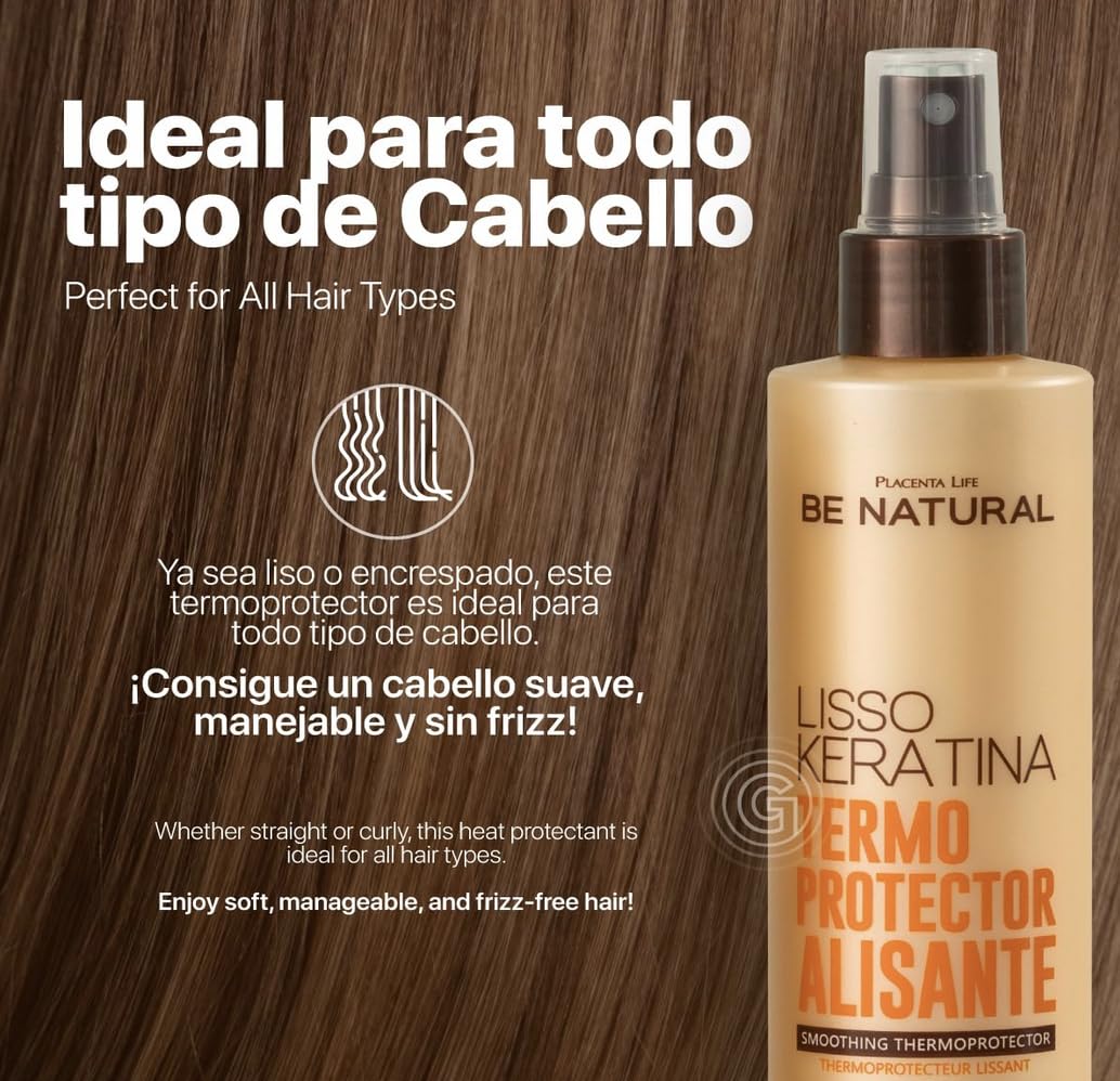 Be Natural Lisso Keratina spray mist glides on for smooth results.