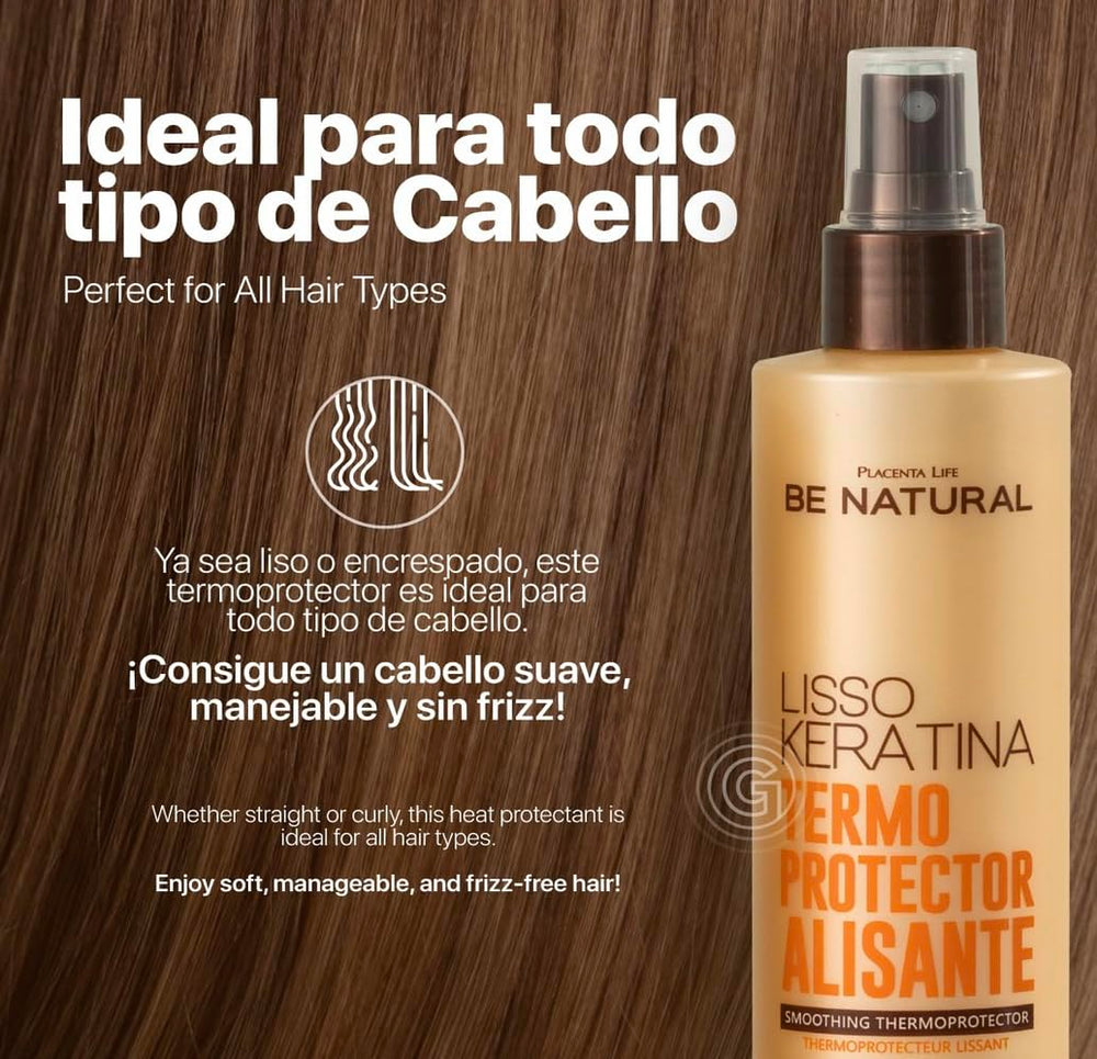Be Natural Lisso Keratina spray mist glides on for smooth results.