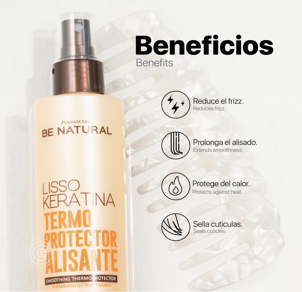 Be Natural Lisso Keratina spray nozzle delivers even application for protection.