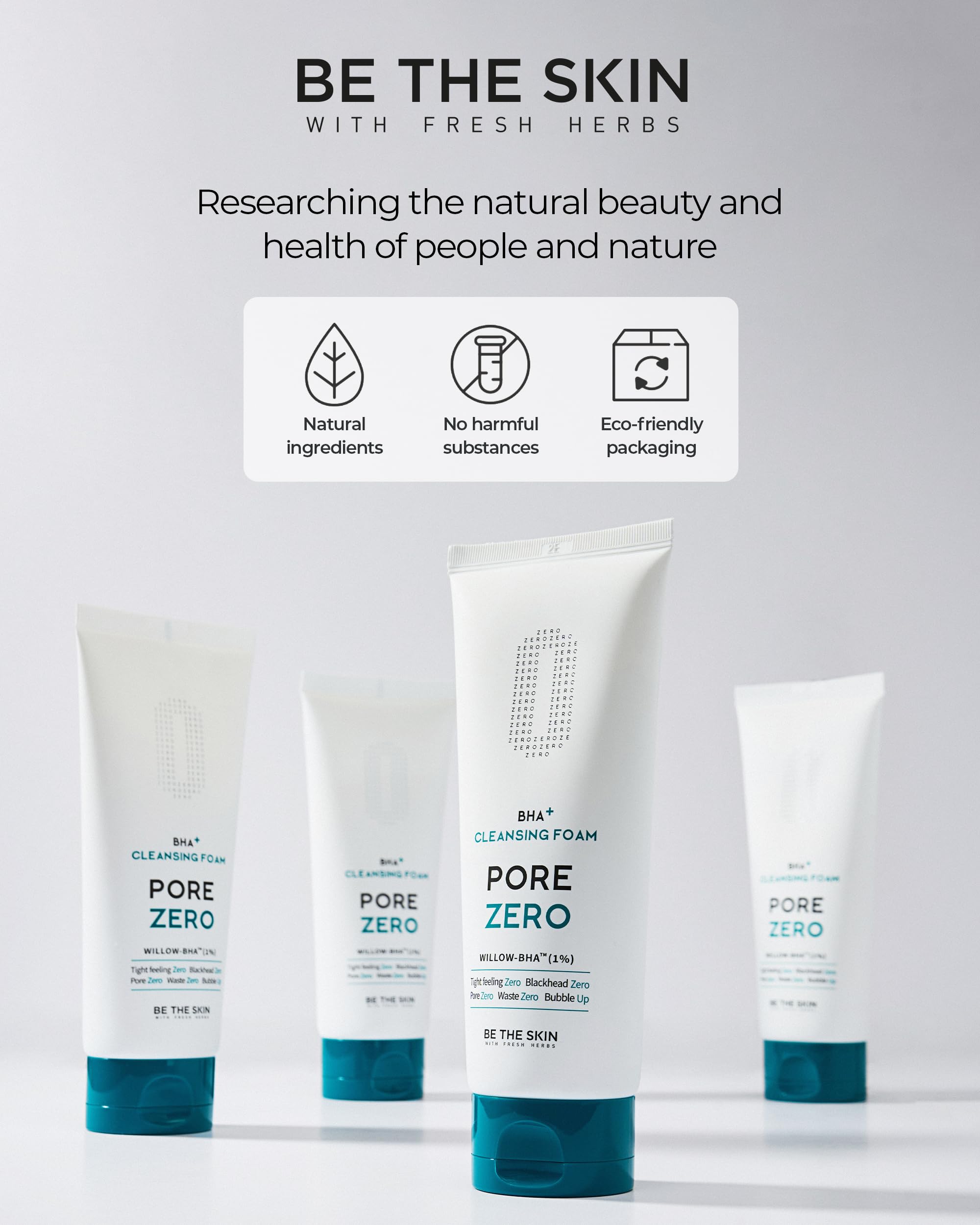 BE THE SKIN BHA+ Pore Zero Foam targets impurities like blackheads for clearer-looking pores.