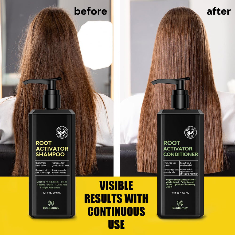 Beadlamey Hair texture after use showing thicker-looking strands and smooth finish
