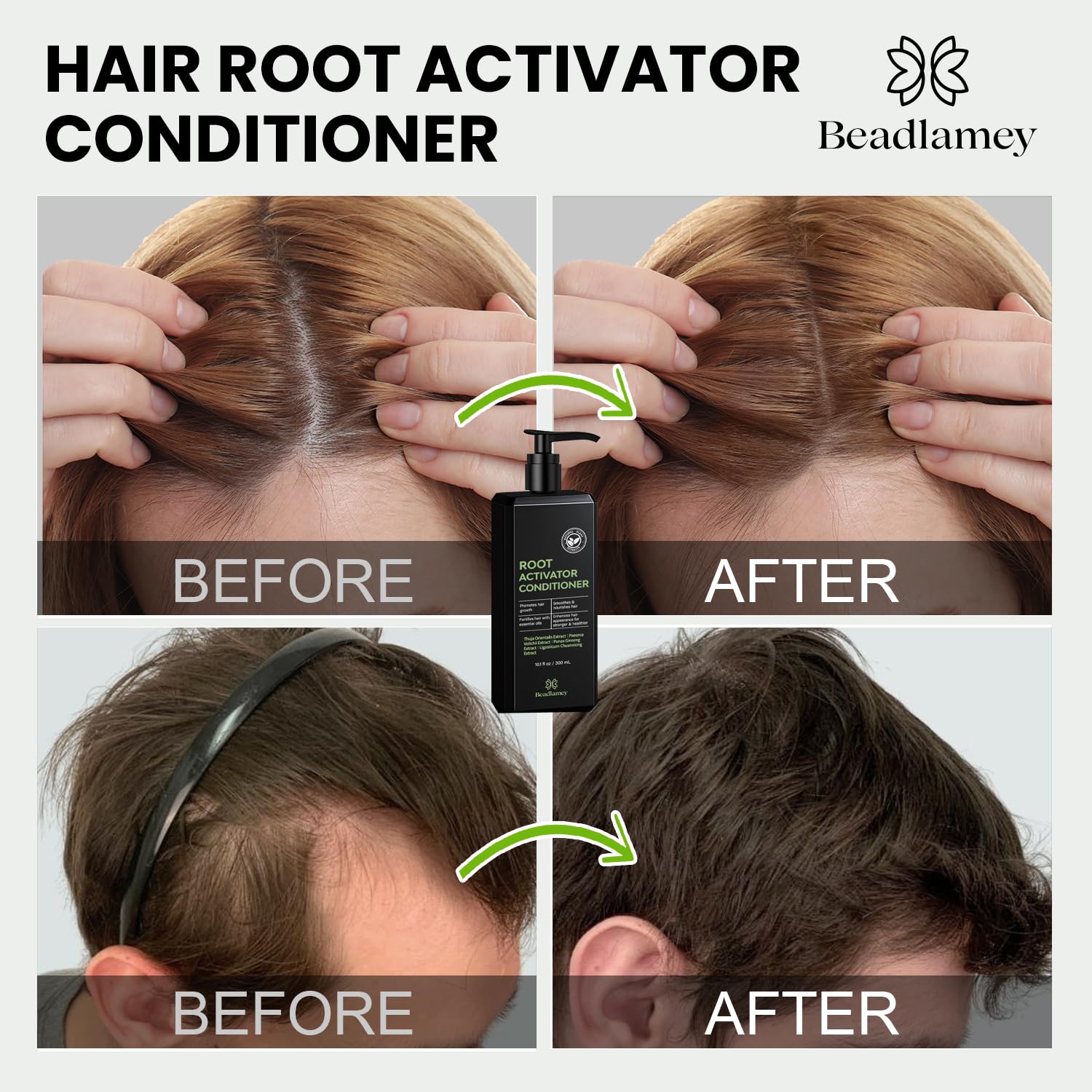 Beadlamey Root Activator Conditioner hair texture closeup shows smoother strands