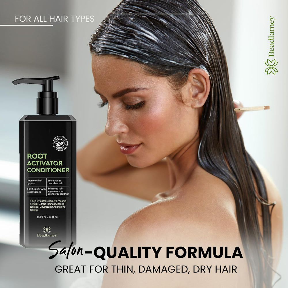 Beadlamey Root Activator Conditioner with shampoo duo communicates complete care system