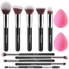 BEAKEY makeup brushes set for full-face application with versatile tips for foundation and eyeshadow.