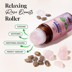 Bealions castor oil roll-on close-up showing oil texture and applicator