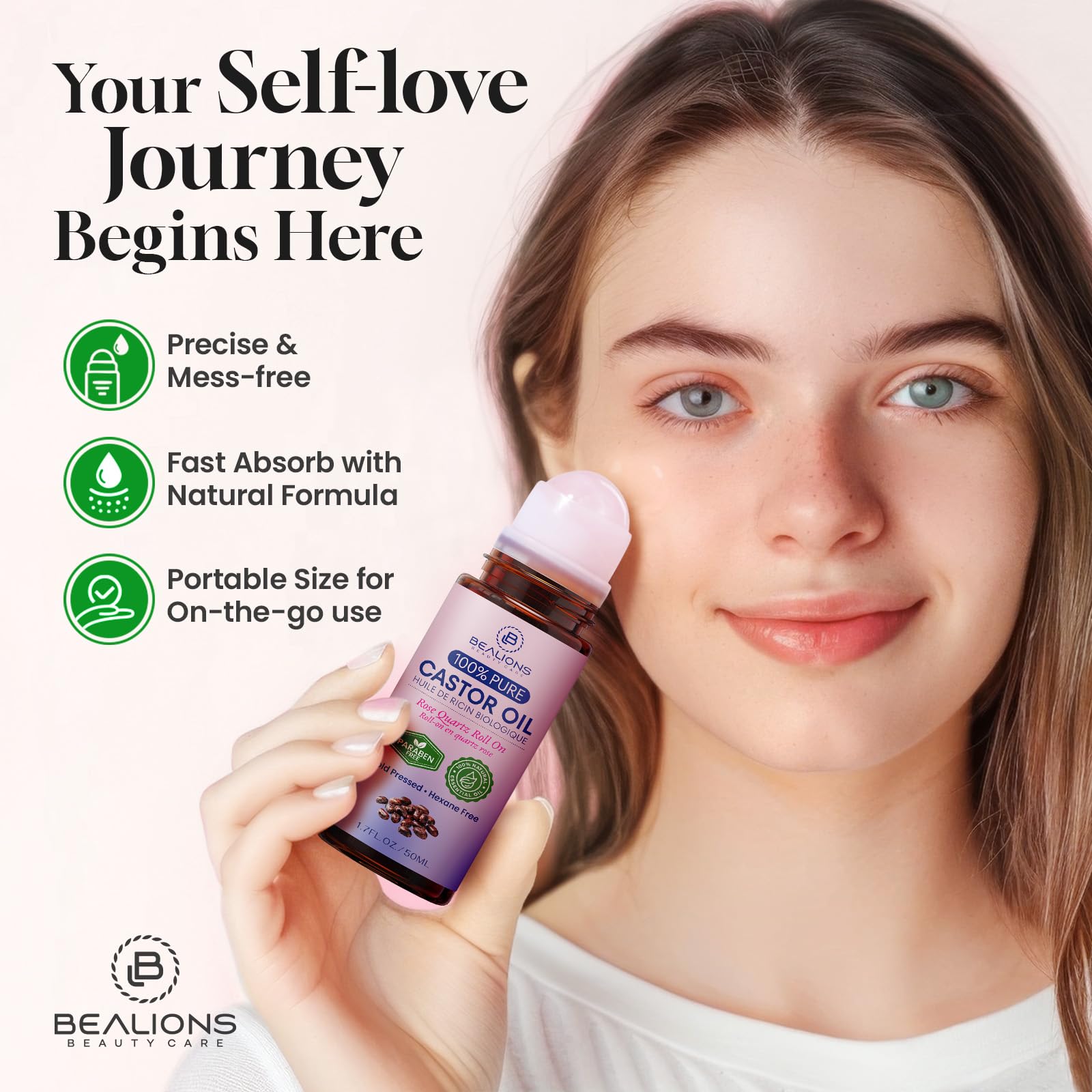 Bealions Castor Oil Roll On for Face ideal for winter dryness relief