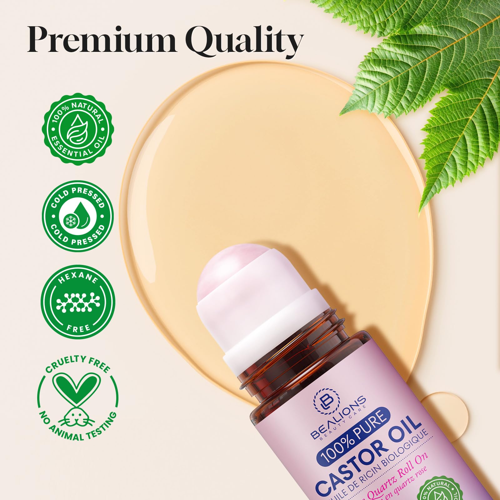 Bealions rose quartz roller provides cooling massage for self-care ritual