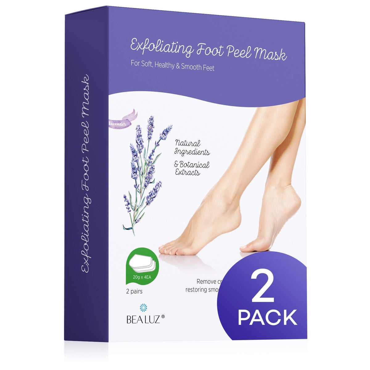 Bealuz lavender foot-peel-mask-pack for at-home exfoliation
