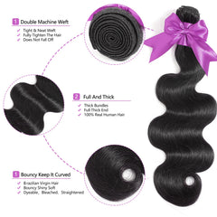 BEANATASHA 12A body wave bundles 18inch pack shows healthy, tangle-free length for full-head wear