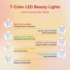 BeaRay LED Face Mask color-spectrum display shows seven colors for varied routines