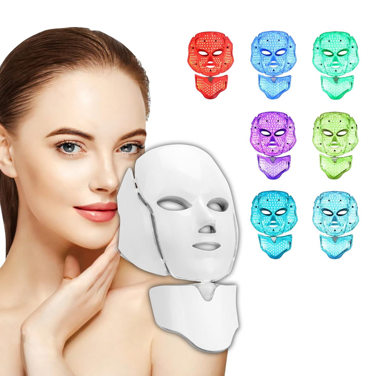 BeaRay LED Face Mask seven-color glow closeup for at-home skin radiance