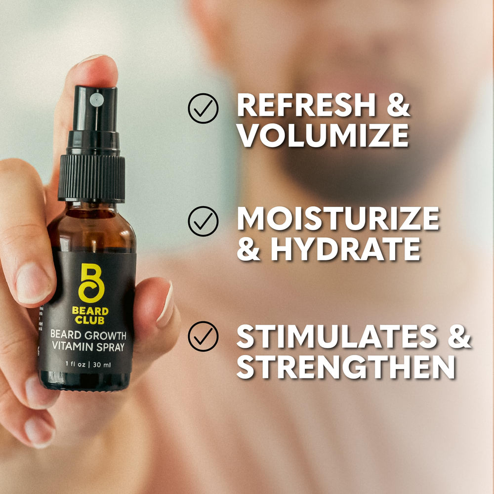 Close-up of Beard Club vitamins highlighting key nutrients for growth.