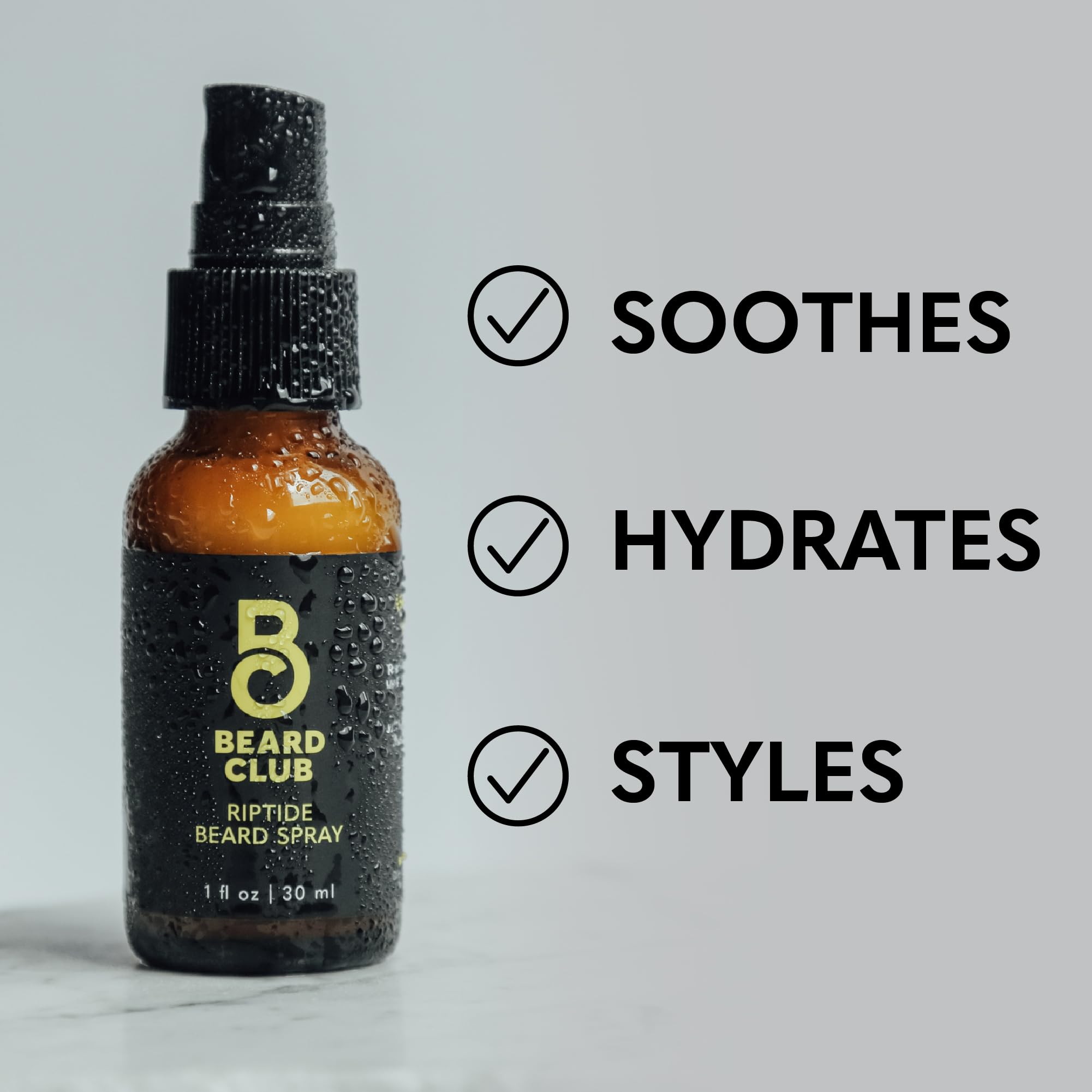 Close-up of beard strands becoming softer with Beard Club Riptide