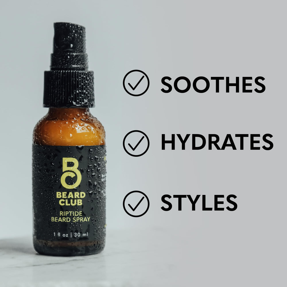 Close-up of beard strands becoming softer with Beard Club Riptide