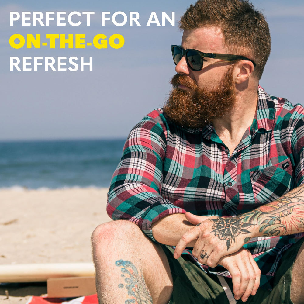 Compact Beard Club Riptide bottle fits in pocket or dopp kit