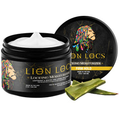 Beard Gains Lion Locs 8oz bottle showing firm hold and moisturizing formula for dreadlocks.