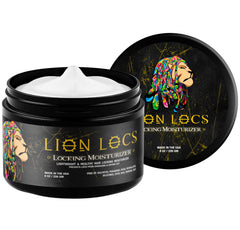 Beard Gains Lion Locs bottle closeup demonstrates creamy moisture for dreadlocks.