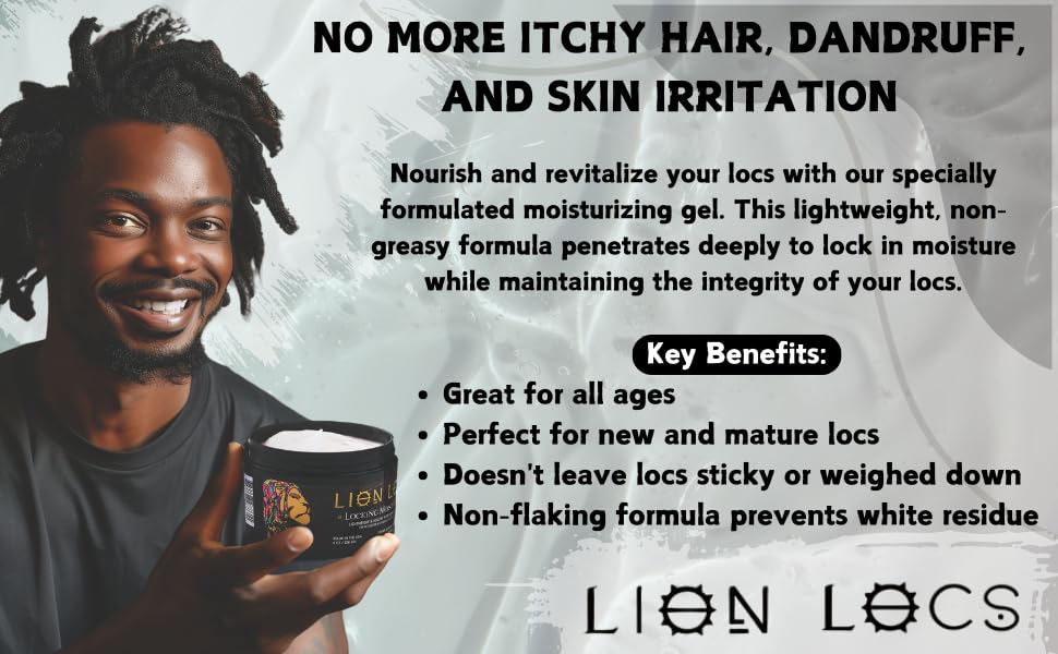 Beard Gains Lion Locs creamy texture image highlights lightweight, daily-use formula.