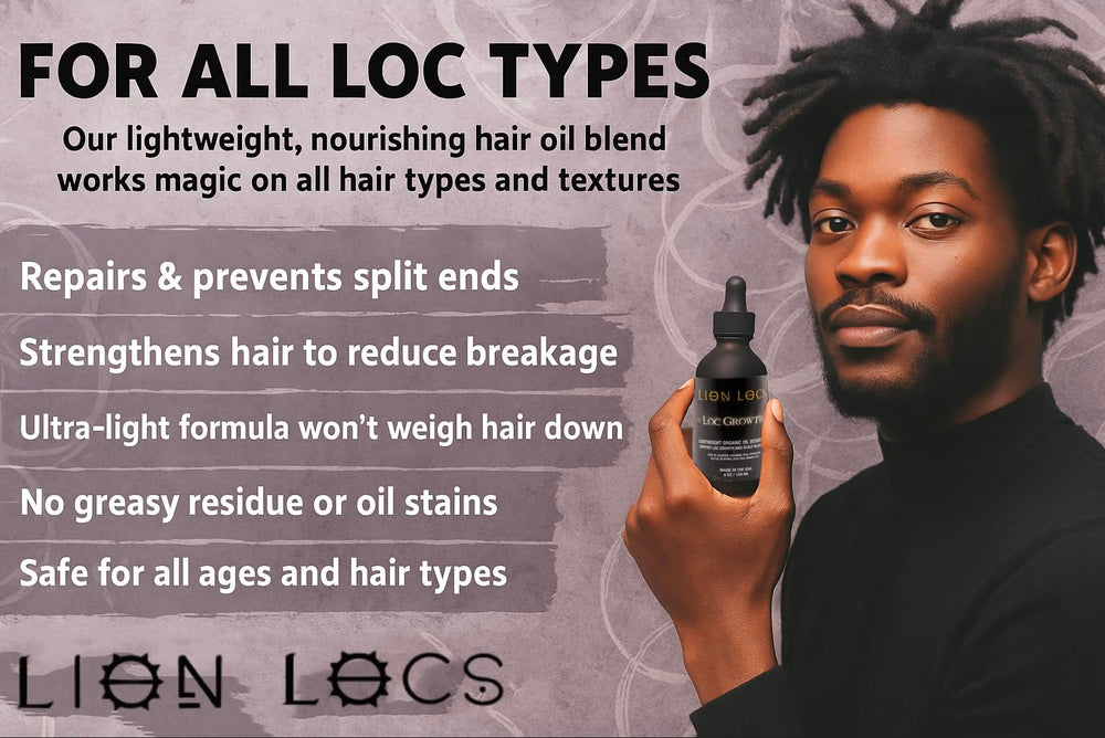 Beard Gains Lion Locs dreadlock care set shown for routine upkeep.