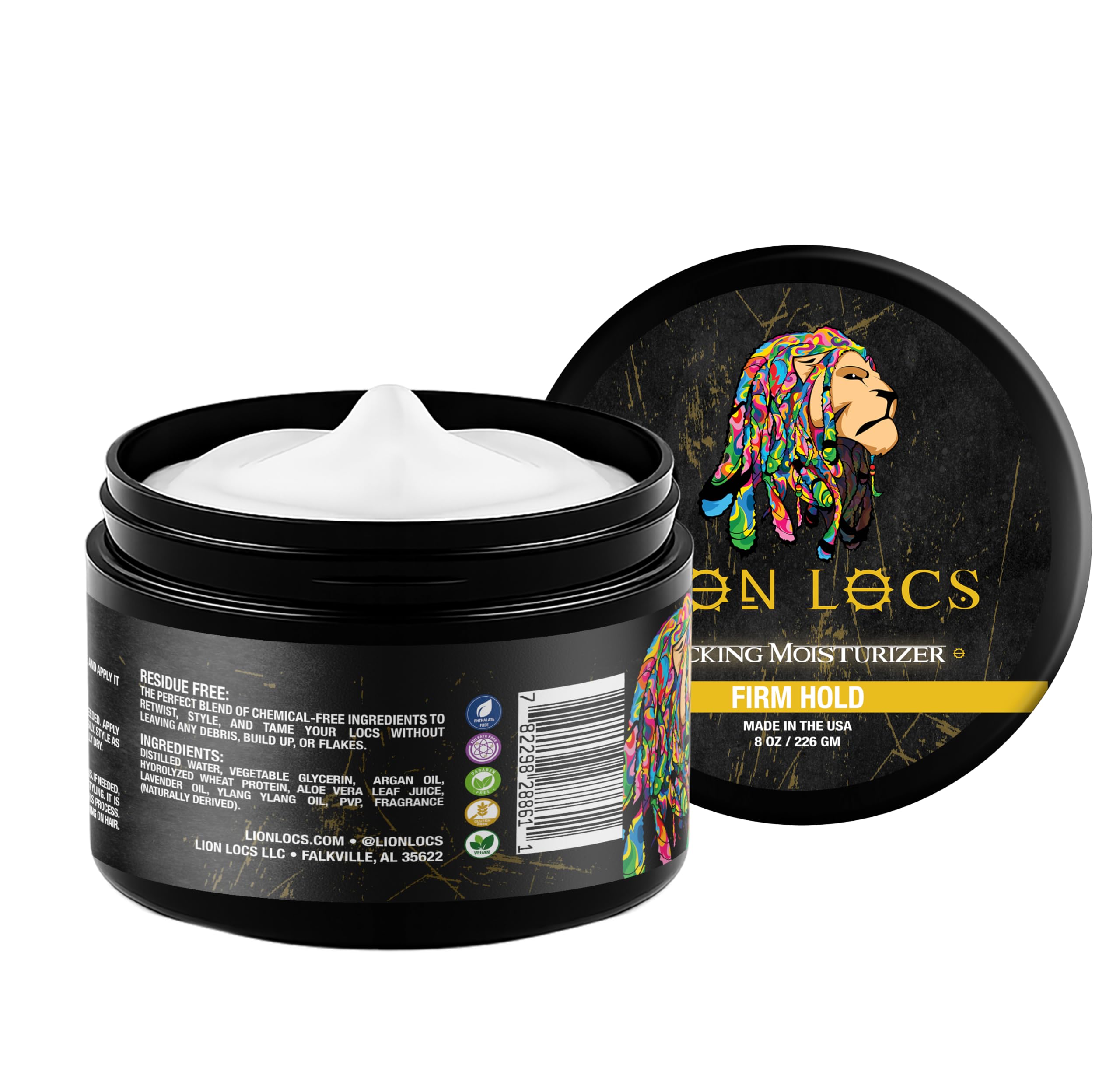 Beard Gains Lion Locs product-hero showcases versatile locking gel and moisturizer in one.