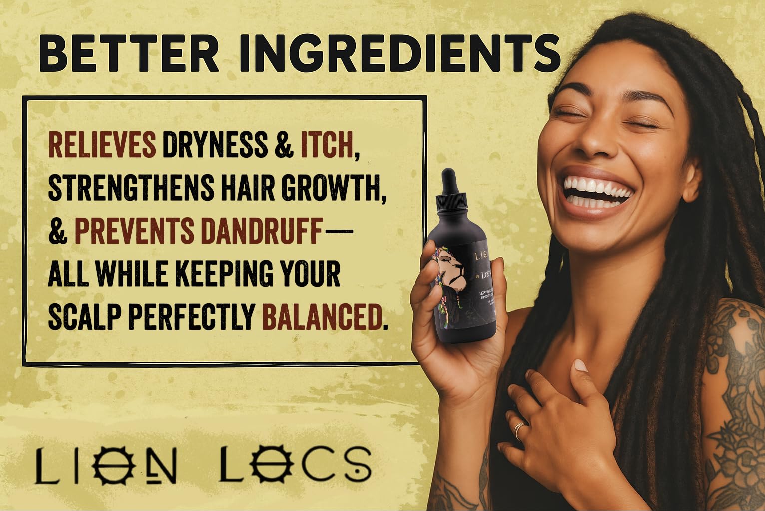 Beard Gains Lion Locs scalp-relaxer in use, soothing the scalp during maintenance.