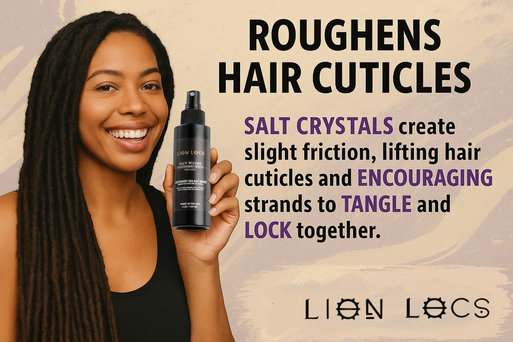 Beard Gains Lion Locs spray on hair showing lightweight hydration