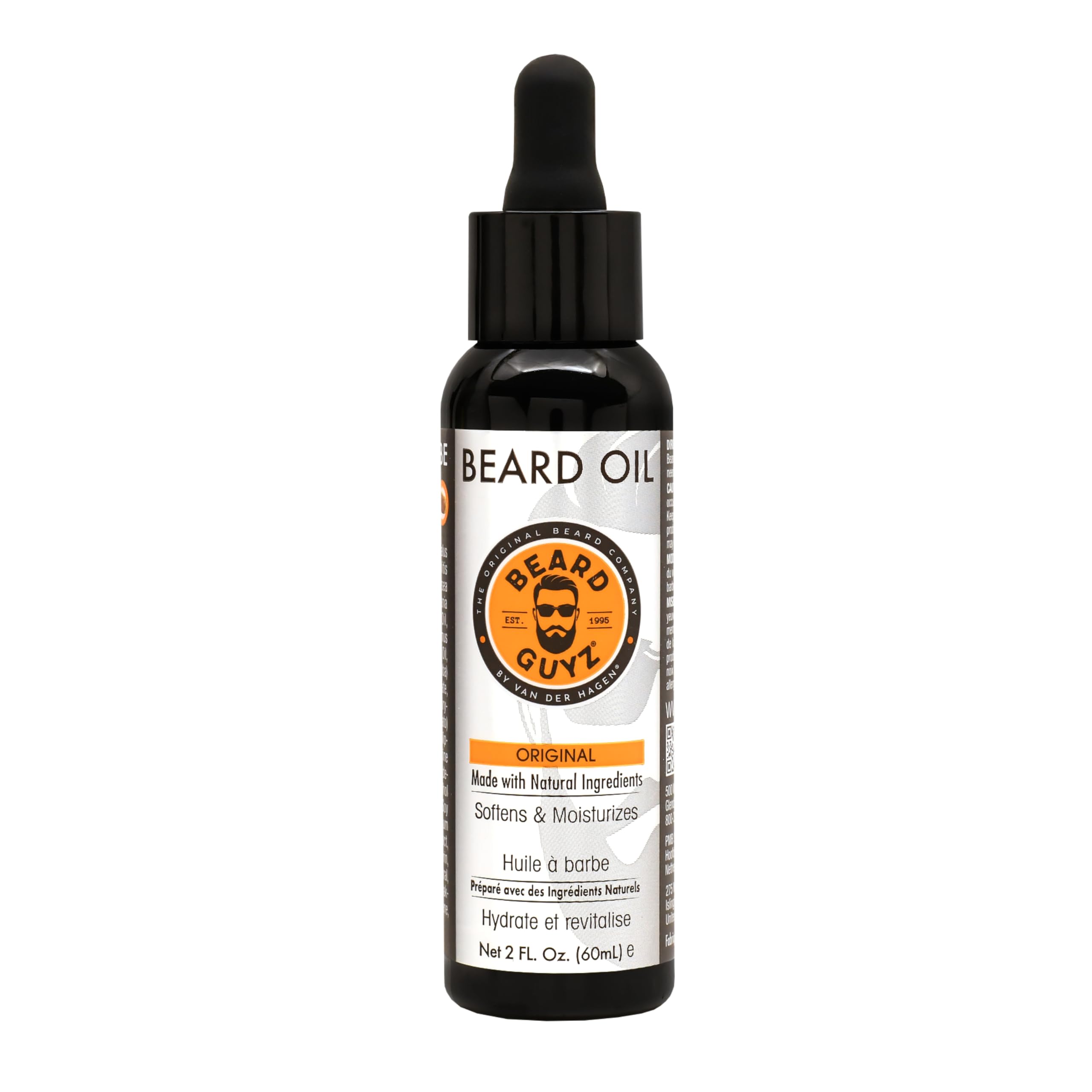 Beard Guyz Beard Oil bottle demonstrates lightweight hydration for soft, manageable facial hair.