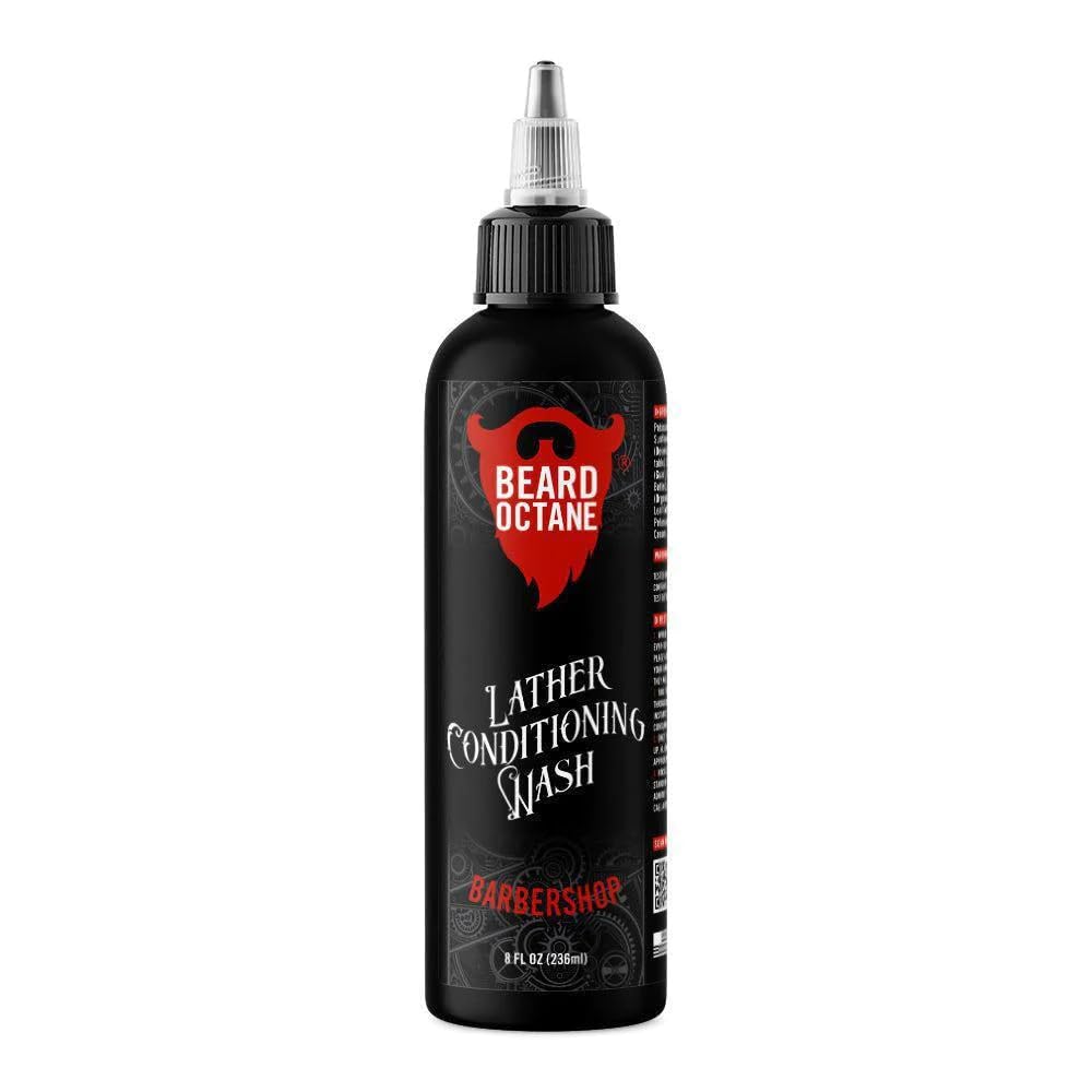 Beard Octane Barbershop Beard Wash bottle emphasizes premium cleansing for healthier, softer beards