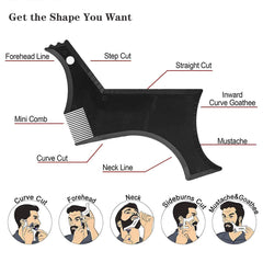 Beard Shaper Kit: beard template guide with barber pencil for precise symmetry.