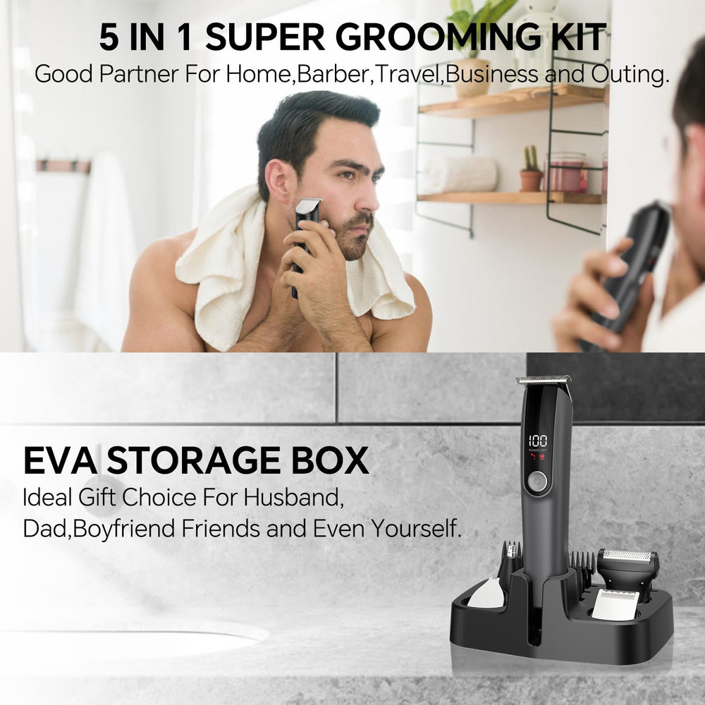 Beard Trimmer 5in1 led-display shows battery status at a glance