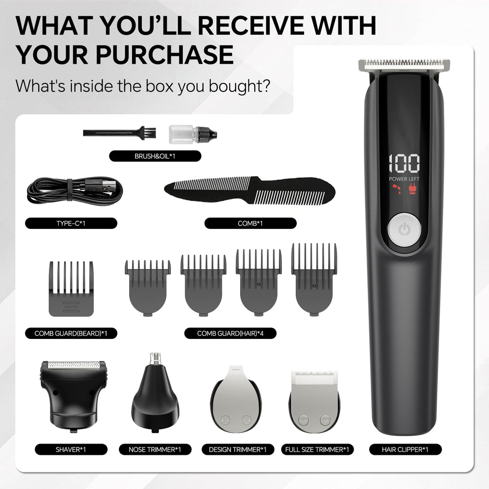 Beard Trimmer 5in1 stainless-steel blades for durable, fast trimming