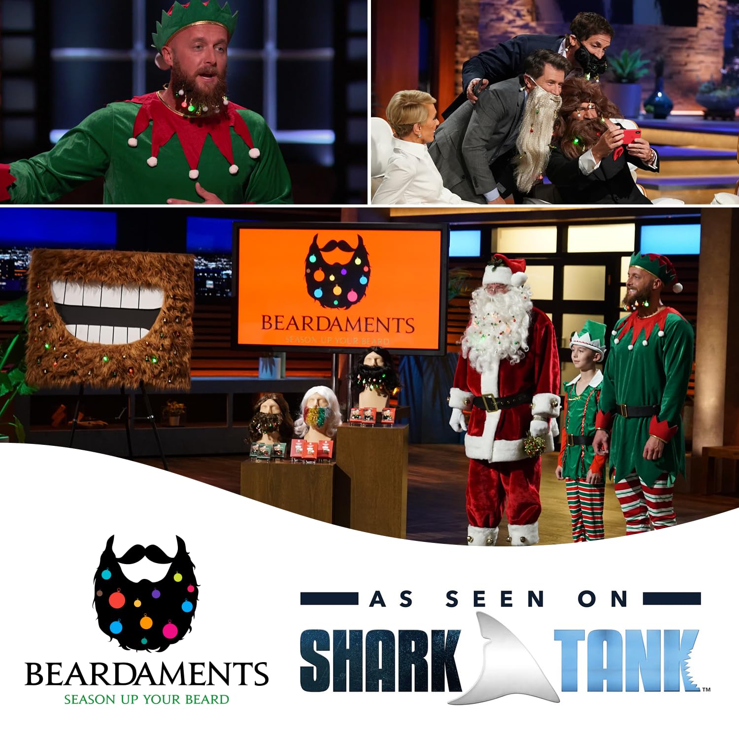 Beardaments Glitterbeard holiday look with beard ornaments for complete style.