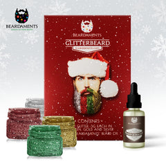 Beardaments Glitterbeard silver color close-up with sleek metallic shimmer.