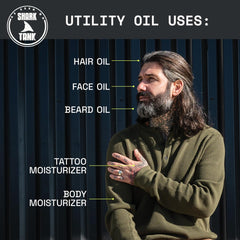 Beardbrand dropper close-up showing quick absorption for itch relief.