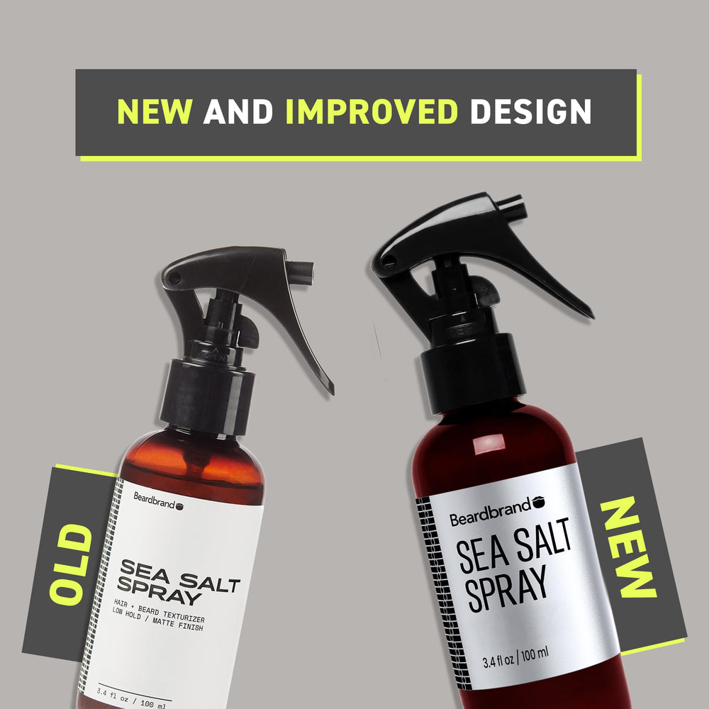 Beardbrand Sea Salt Spray applying on hair demonstrates quick styling routine.