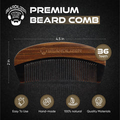 Beardilizer Premium Beard Comb horn-handle close-up emphasizes durable premium materials.