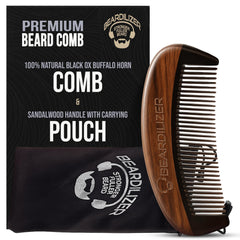 Beardilizer Premium Beard Comb horn-sandalwood close-up for smooth detangling.