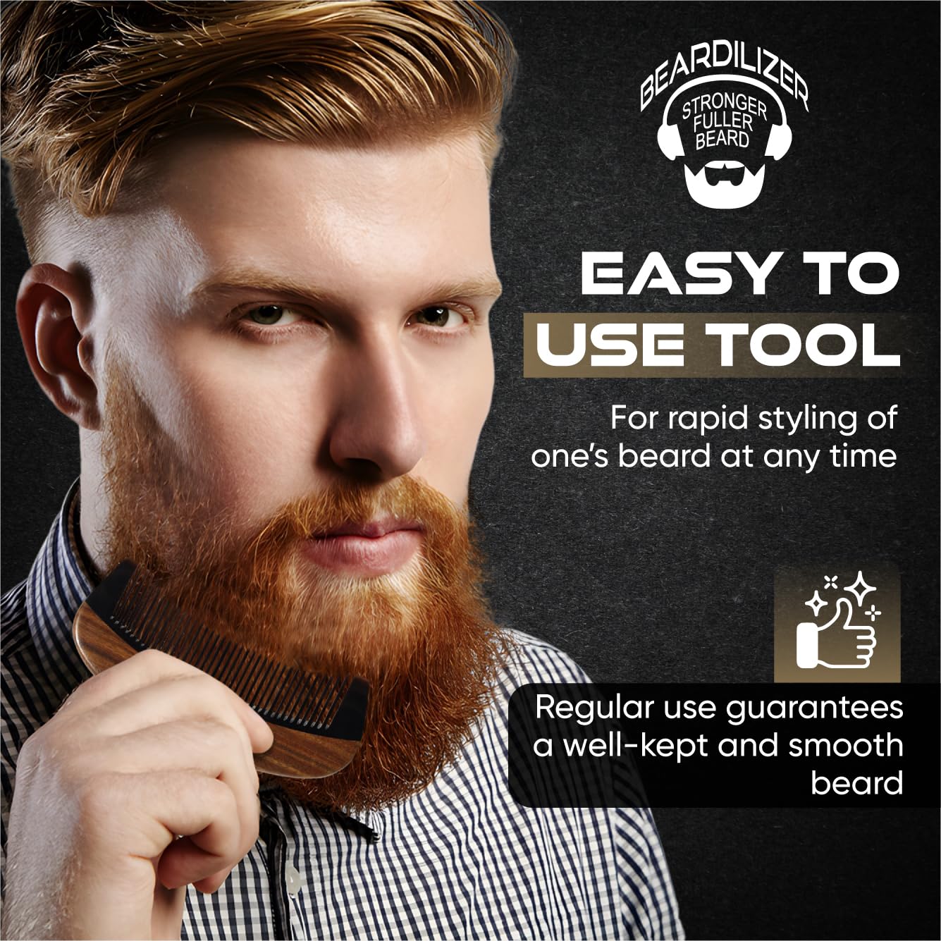 Beardilizer Premium Beard Comb pocket-sized design fits stubble to full beard.