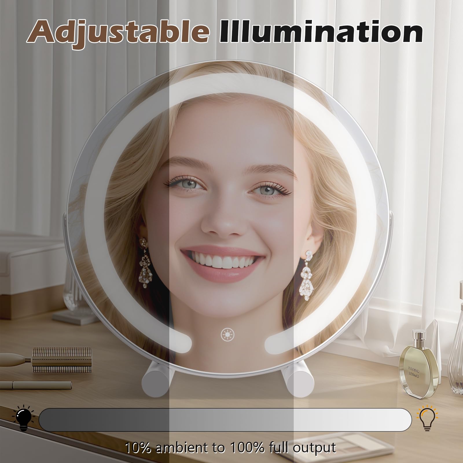 Bearolve vanity mirror aluminum frame offers durable, distortion-free reflections.