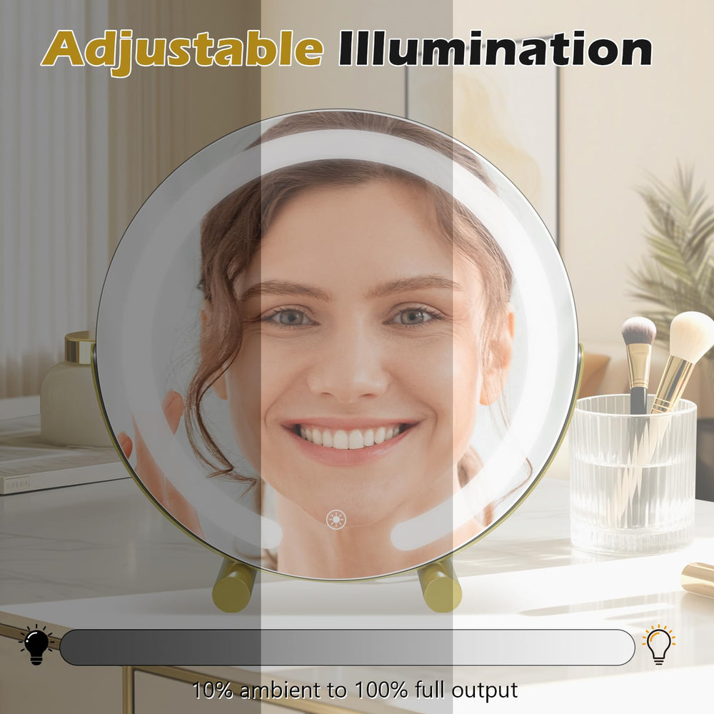 Bearolve vanity mirror gold frame adds premium style to any desk.