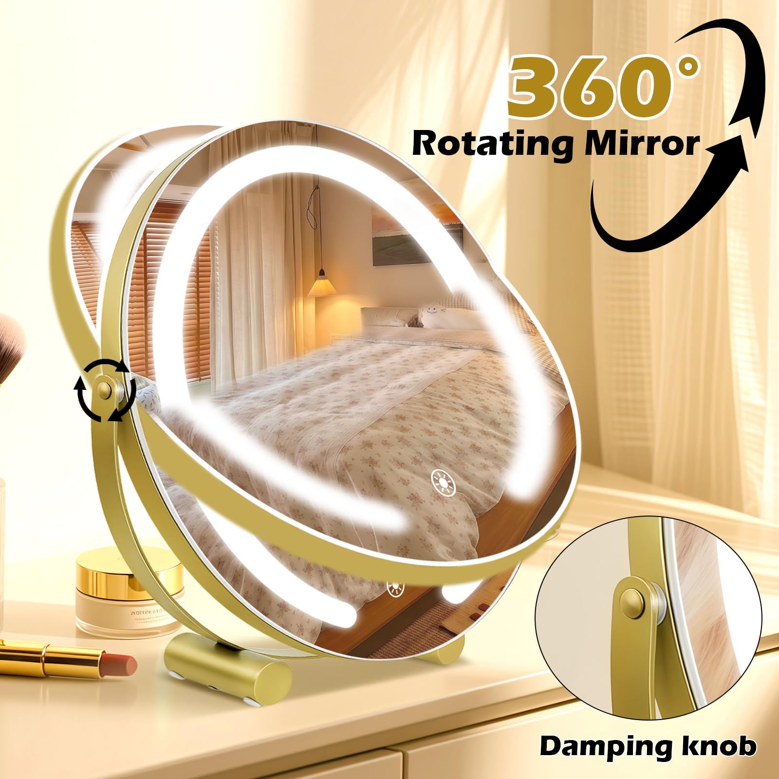 Bearolve vanity mirror HD glass delivers distortion-free reflections for accurate makeup.