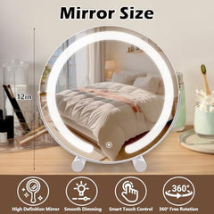 Bearolve vanity mirror with touch panel for quick brightness and color adjustments.