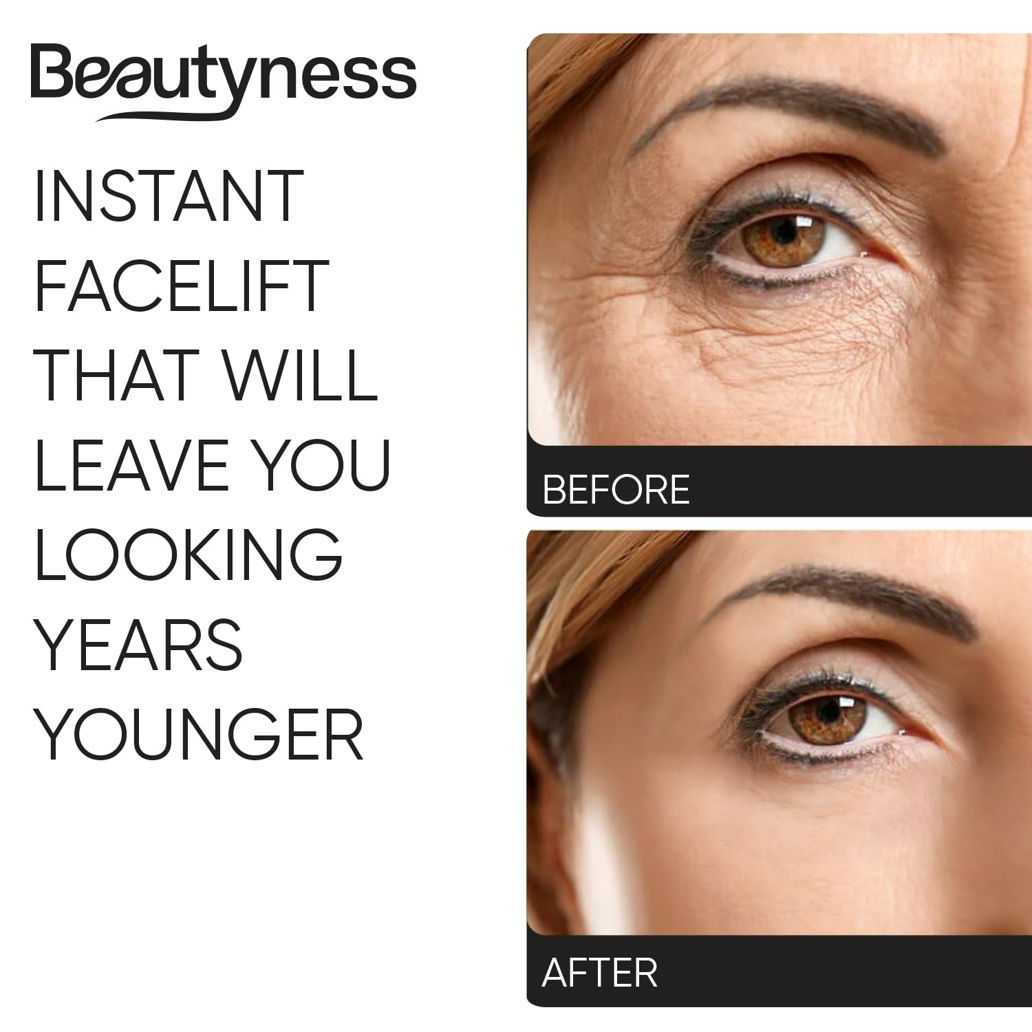 Beatool Instant Ageless Eye Cream packaging display highlights premium tube.